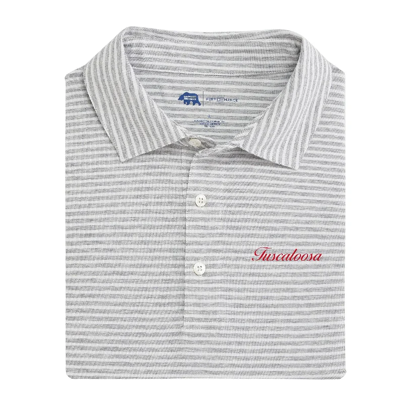 Men's Shirts with High NecksTuscaloosa Town Script Row Stripe Icon Polo - Heather Grey