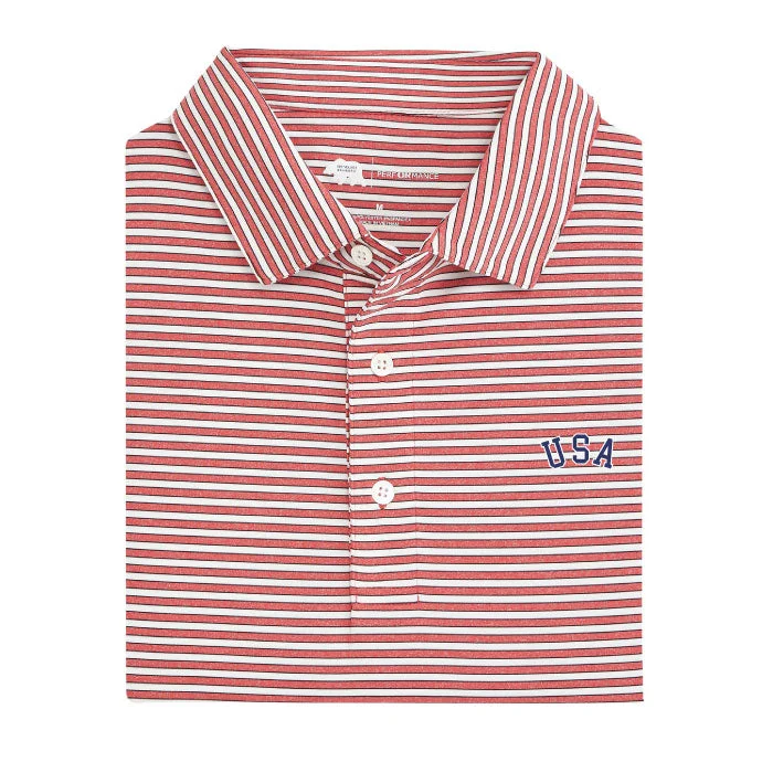Men's Shirts for HikingUSA Mulligan Stripe Performance Polo - Heather Red