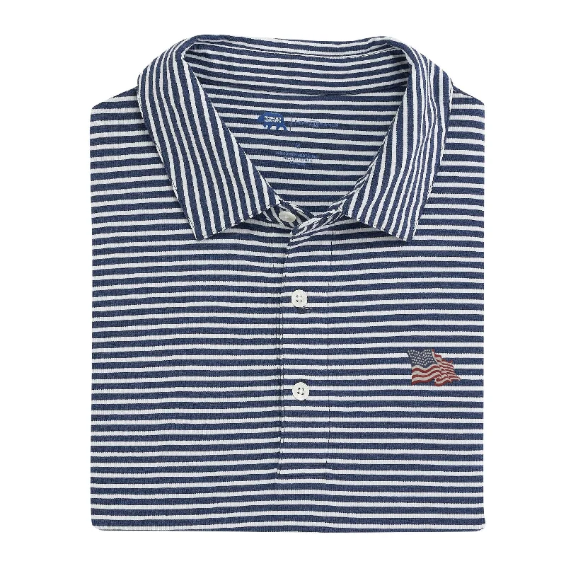 Men's Performance Shirts for SportsVintage Flag Row Stripe Icon Polo - Classic Navy