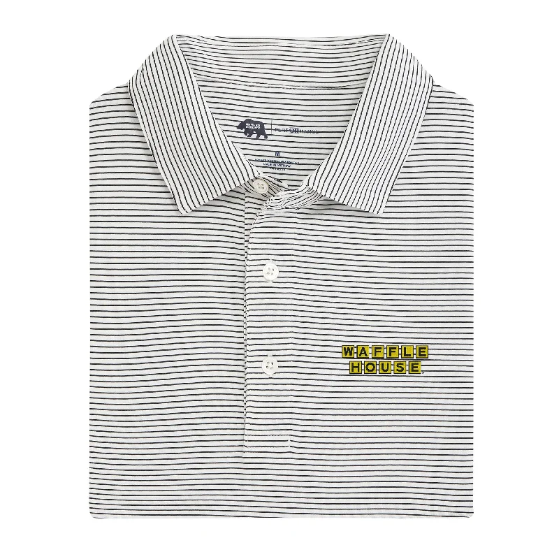 Men's Shirts with Graphic PrintsWaffle House Birdie Stripe Performance Polo - Black