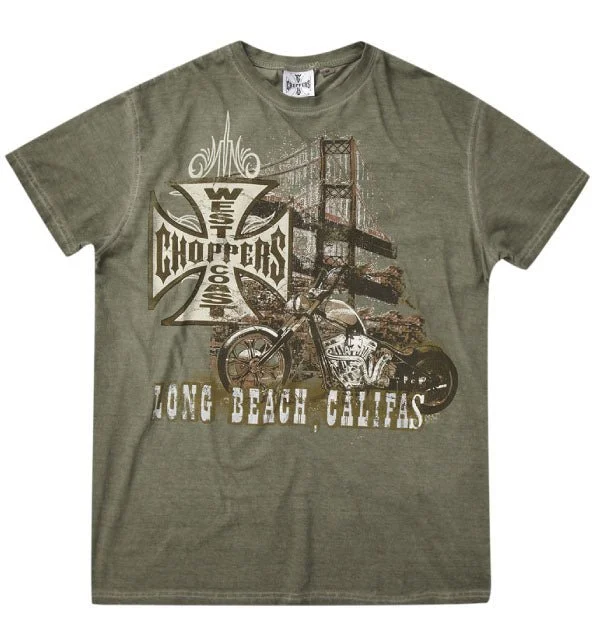 Men's Shirts with Bow TiesWest Coast Choppers Bridge Tee- Oil Dye Khaki