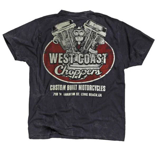 Men's Shirts with Adjustable CuffsWest Coast Choppers Panhead Tee - Vintage Blue