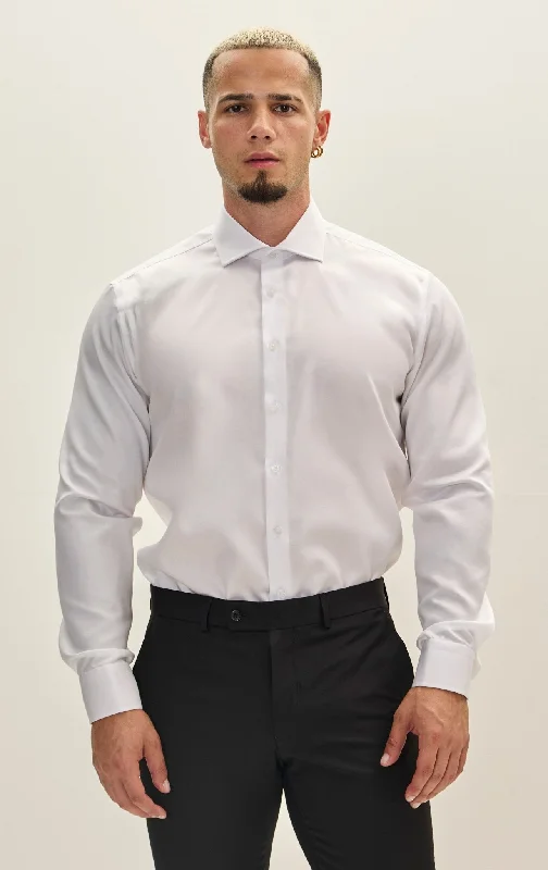 Men's Hawaiian Shirts for a Tropical VibeNon-Iron Pure Cotton Spread Collar Dress Shirt - White
