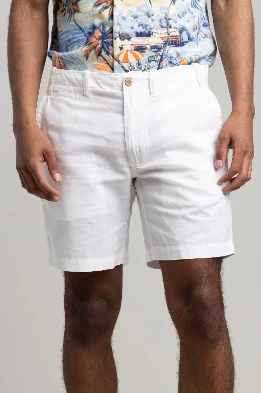 Men's Pants with Ripped and Distressed Details8.5-Inch White Linen Shorts