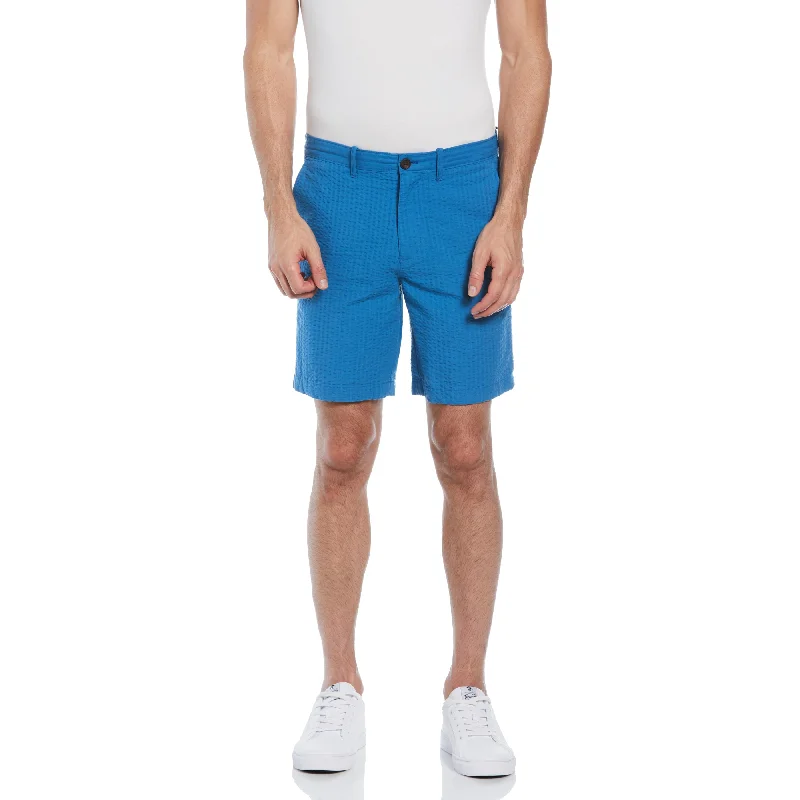 Men's Pants with Stretchable Fabric for FlexibilitySeersucker Solid Color Short