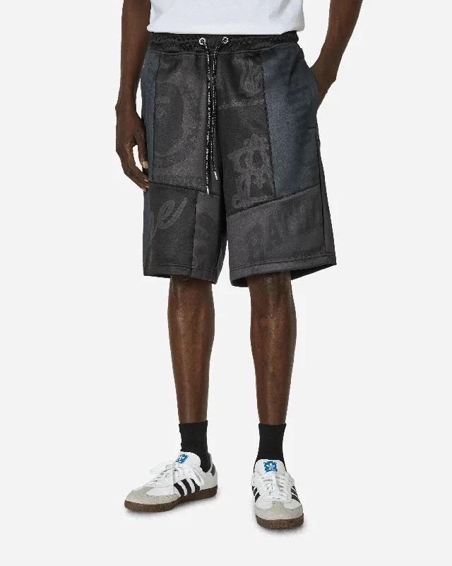 Men's Patterned Pants with Animal PrintsPatchwork Basketball Shorts Black