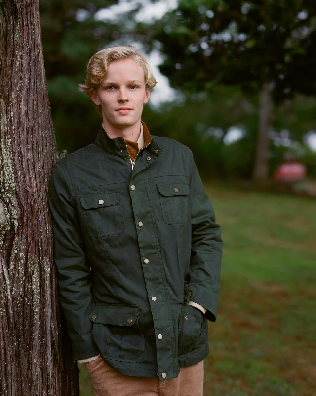 Men's Button-Down Collar Shirts for Staying PolishedAberdeen Jacket in Olive Waxed Canvas