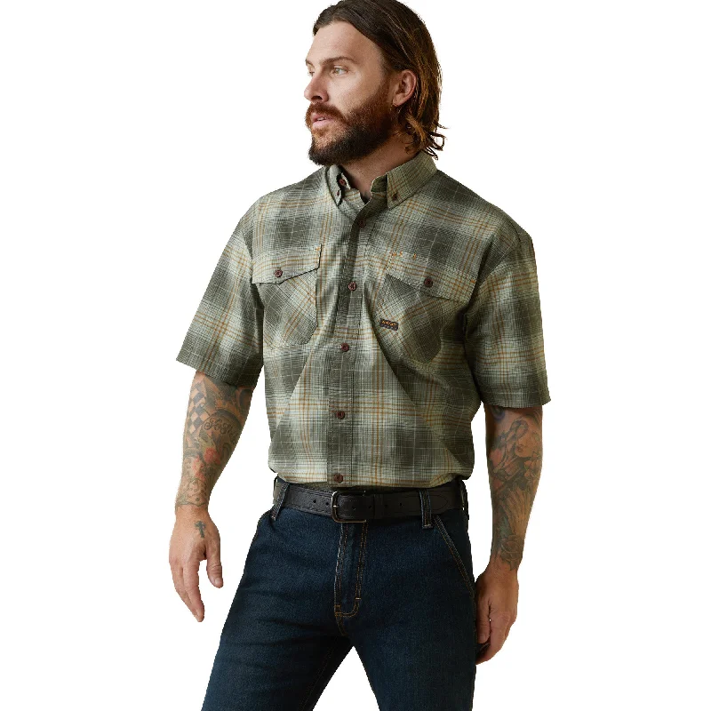 Men's Checked Short-Sleeve Shirts for Summer FunAriat Men's Rebar Made Tough DuraStretch Work Shirt