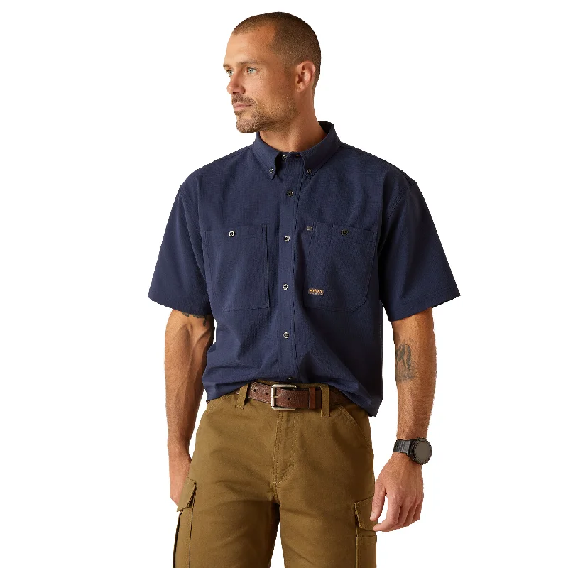 Men's Monochrome Shirts for a Minimalist VibeAriat Men's Rebar Made Tough 360 AirFlow Short Sleeve Work Shirt