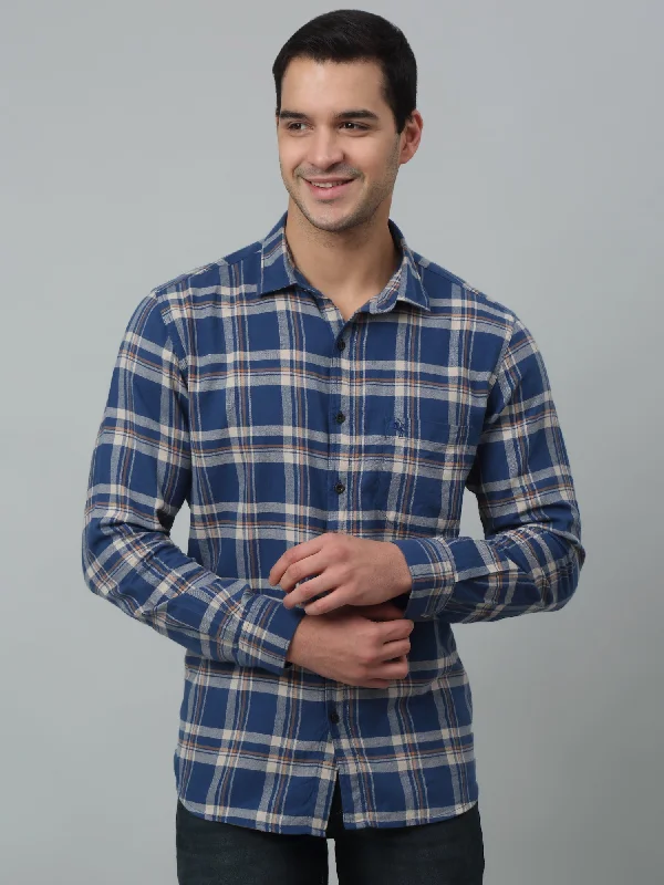 Men's Performance Shirts for Active LifestylesMen's Blue Casual Brushed Big Checks Full Sleeve Shirt