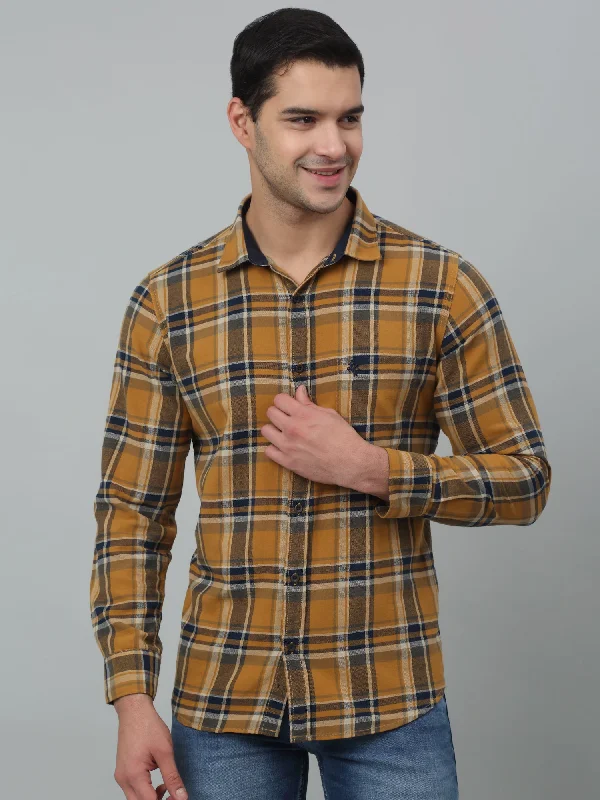 Men's Fishing Shirts for Water SportsMen's Mustard Casual Brushed Big Checks Full Sleeve Shirt