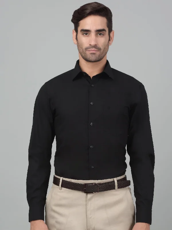 Men's Color-Blocking Shirts for a Statement LookMen's Black Formal Plain Full Sleeve Shirt