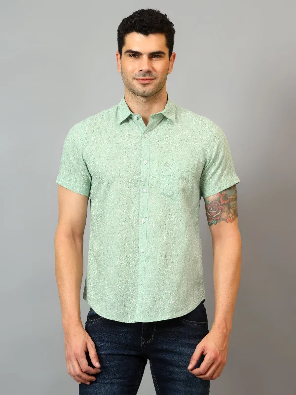 Men's Pattern-Play Shirts for a Fun TwistMen's Green Casual Abstract Print Half sleeve Shirt