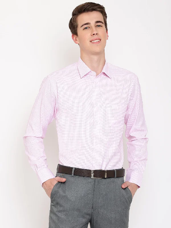 Men's Essential Dress Shirts for Everyday WearMen's Light Pink Formal Self textured Full Sleeve Shirt