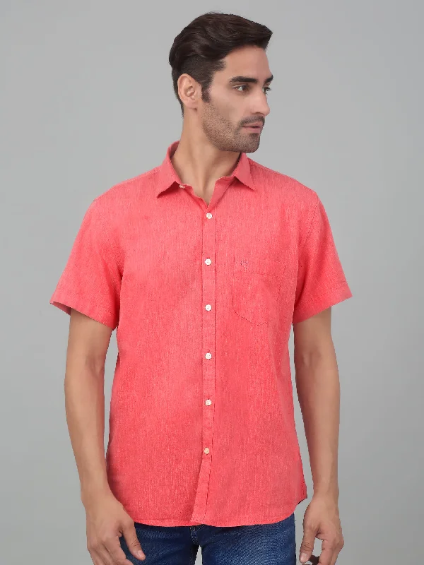 Comfortable Men's Flannel ShirtsMen's Red Casual Plain Half sleeve Shirt