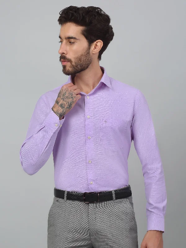 Men's Wrinkle-Free Shirts for Easy CareMen's Light Purple Formal Self Textured Full Sleeve Shirt