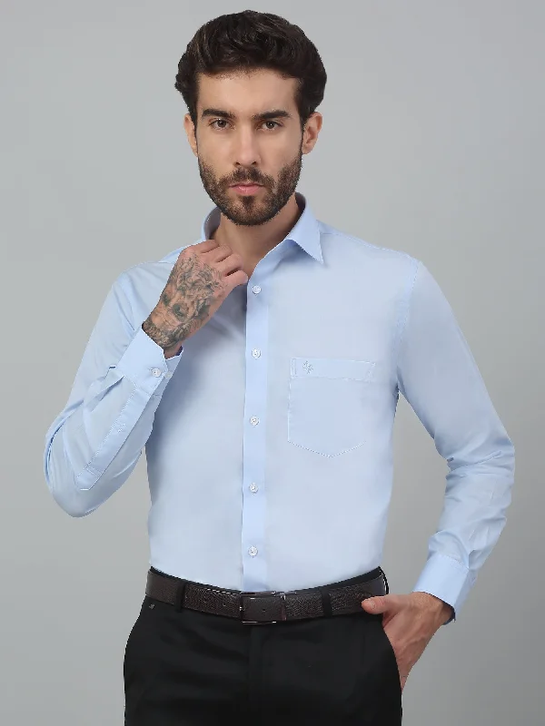 Men's Slim-Fit Shirts for a Flattering ShapeMen's Sky Blue Formal Plain Full Sleeve Shirt