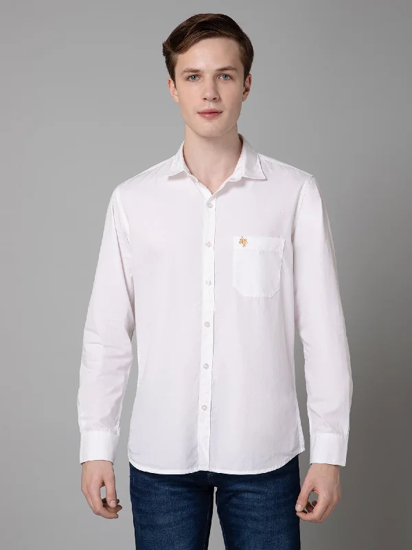 Men's Unique Dress Shirts for a Statement LookMen's White Casual Plain Full Sleeve Shirt