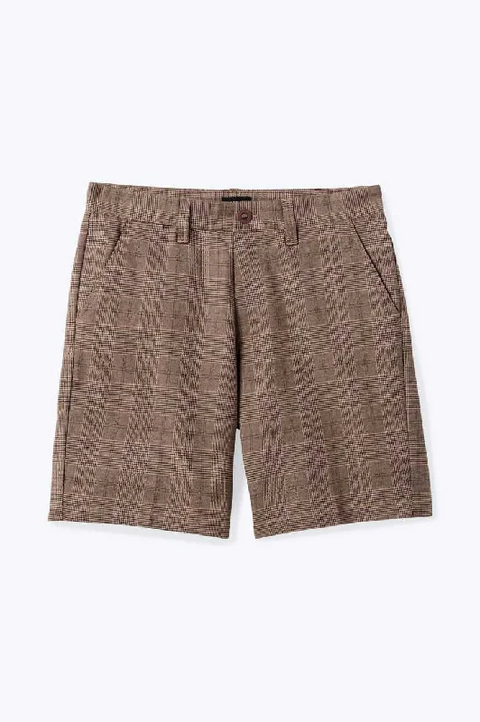Men's Pants with Adjustable WaistbandsChoice Chino Short 9" - Brown/Cream Houndstooth