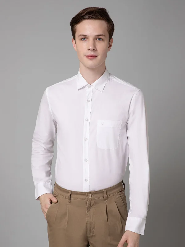 Men's Rugby Shirts for a Sporty LookMen's White Casual Plain Full Sleeve Shirt