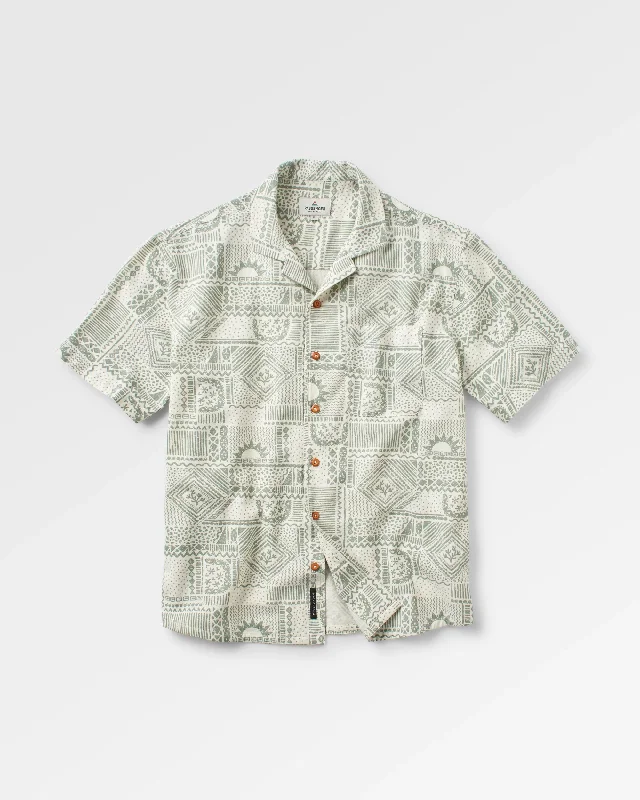 Men's Camping Shirts for Outdoor AdventuresCove Organic Cotton Short Sleeve Shirt - Vintage Patchwork Pistachio