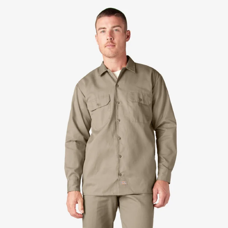 Men's Travel Shirts for Easy PackingDickies Men's Button-Down Chest Pocket Long Sleeve Work Shirt