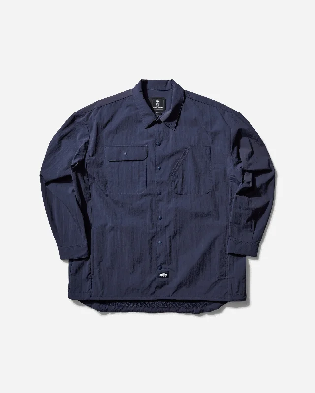 Men's Tennis Shirts for Court ComfortTDC Oversized Fit Pieced Workshirt Navy