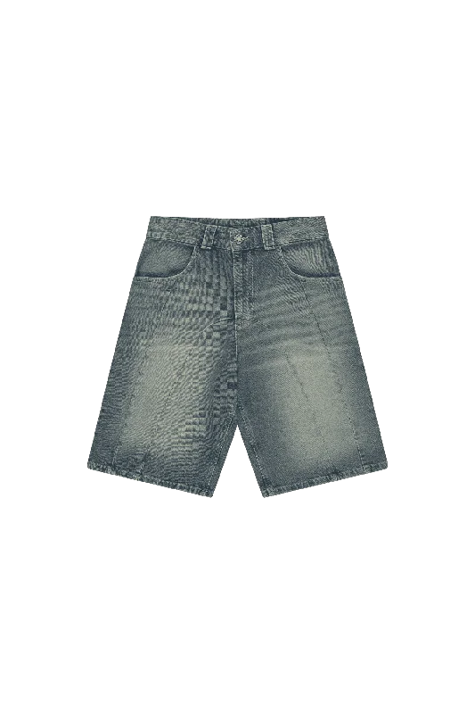 Men's Pants with Zippered PocketsDOUBLE STITCH JORTS BLUE WASHED