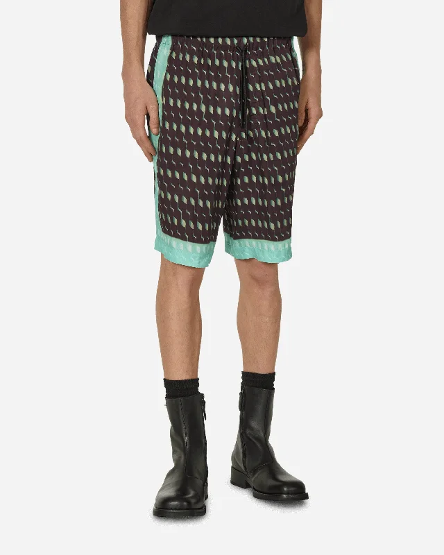 Men's Pants with SuspendersPrinted Viscose Shorts Brown