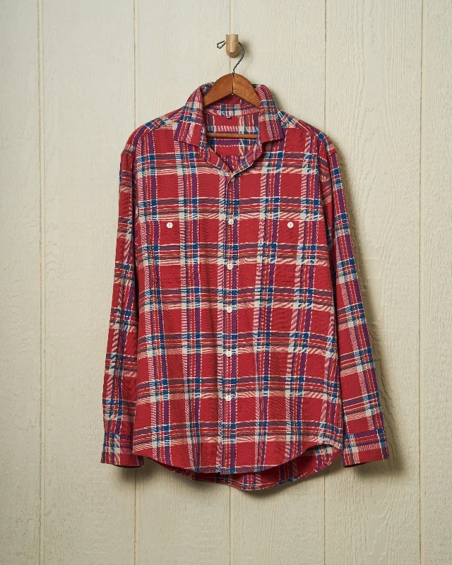 Men's Insulated Shirts for Cold WeatherFlannel Chore Shirt in Weathered Red Plaid