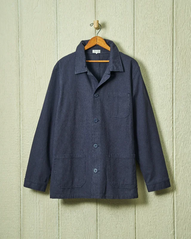 Men's Patterned Button-Down Shirts for Added InterestFrench Workman’s Jacket in Navy Herringbone