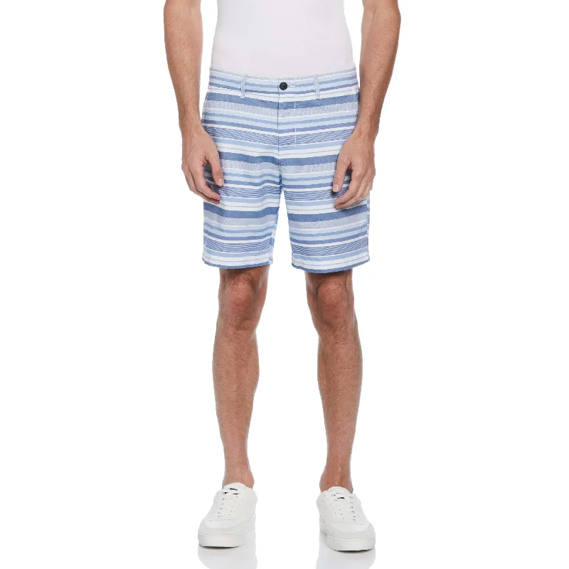 Men's Patterned Pants with StripesHorizontal Stripe Slim Fit Short