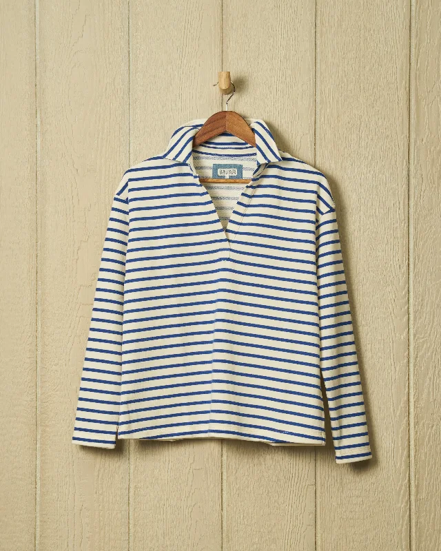 Men's Color-Blocking Shirts for a Statement LookInlet Pullover in Cream/Atlantic Blue Loopback Terry