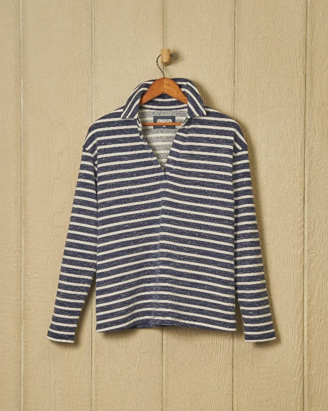 Men's Designer Dress Shirts for High-End FashionInlet Pullover in Heather Indigo/Cream Loopback Terry
