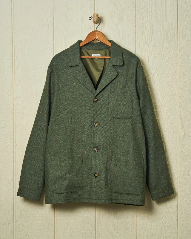 Men's Spread-Collar Shirts for a Bold StatementItalian Wool Loafer Jacket in Olive Melange