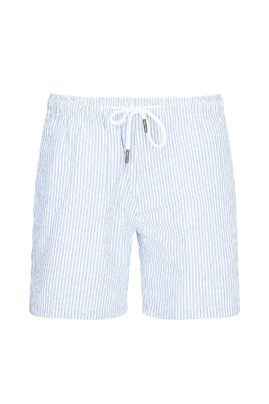 Men's Pants with Elastic CuffsLightweight Striped Shorts - Blue