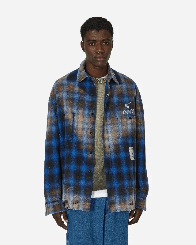 Men's Monochrome Shirts for a Minimalist VibeVintage-Like Check Shirt Blue