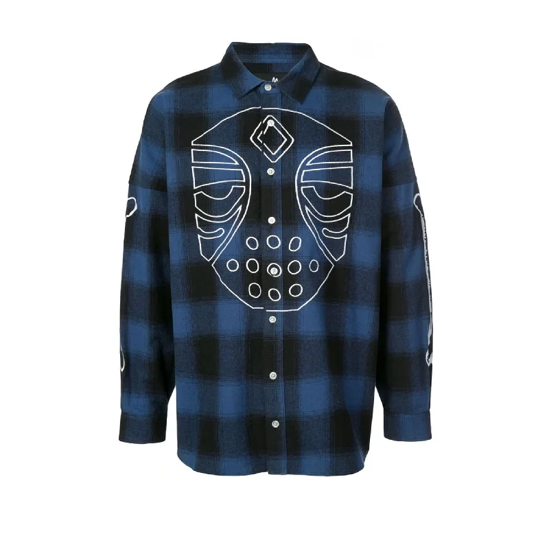 Comfortable Men's Flannel ShirtsMASKED PLAID SHIRT BLUE