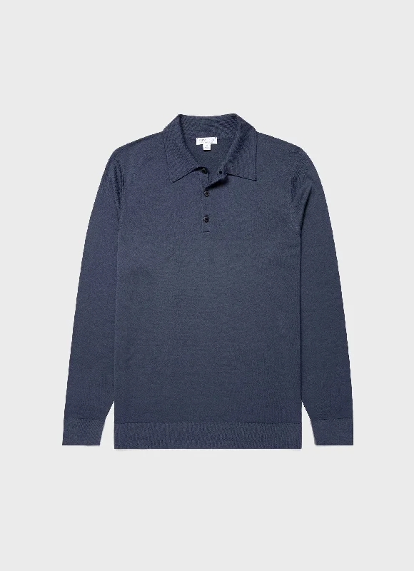 Men's Dressy Casual Shirts for Smart-Casual EventsMen's Extra-Fine Merino Polo Shirt in Slate Blue