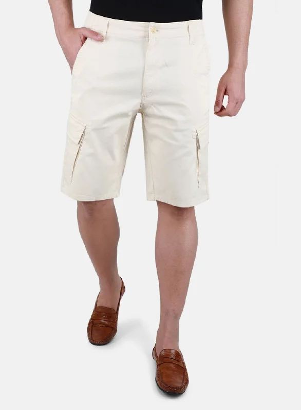 Men's Patterned Pants with ChecksMen Beige Solid Short