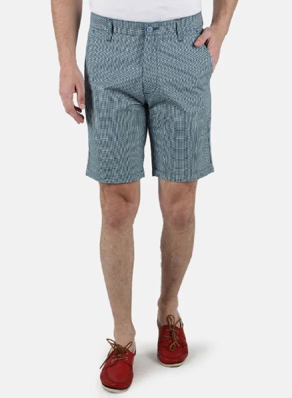 Men's Pants with Functional PocketsMen Blue Printed Short
