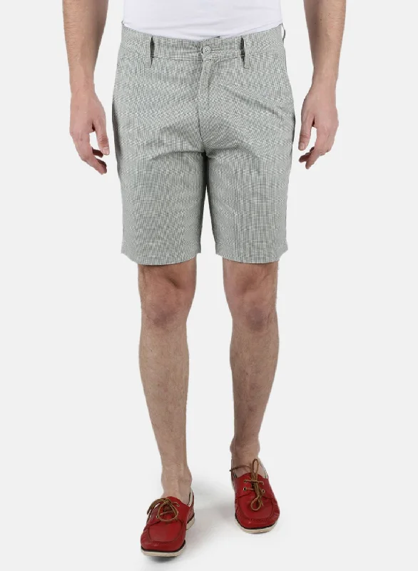 Men's Pants with Button-CuffsMen Light Green Printed Short