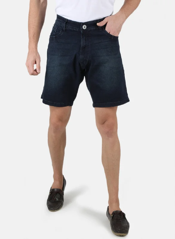 Men's Zippered Pants for SecurityMen Navy Blue Light Wash Short