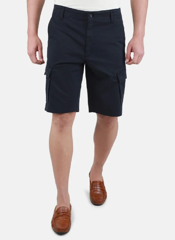 Men's Elastic-Waisted Pants for Easy MovementMen NAvy Blue Solid Short