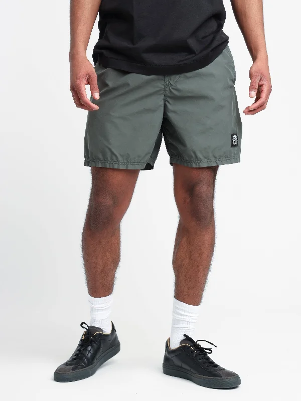 Stylish Men's Cargo PantsMusk Green Brushed Nylon Swim Trunks