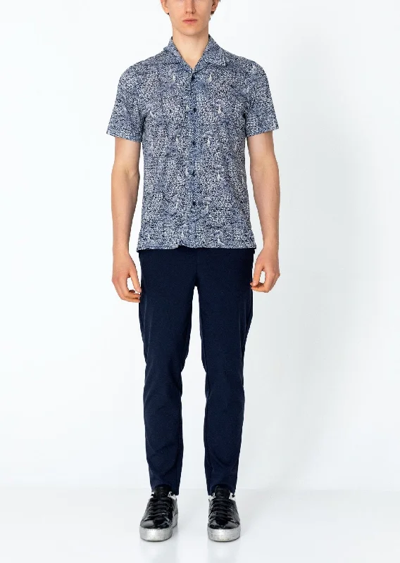 Men's Versatile Dress Shirts for Multiple OccasionsCollared Lightweight Shirt - Peacock Navy