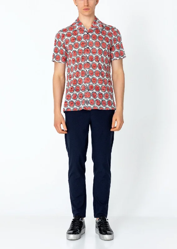 Men's Pattern-Clashing Shirts for Bold FashionCollared Lightweight Shirt - Round