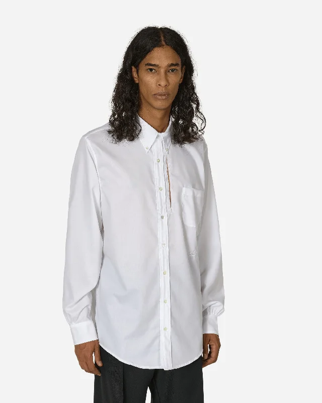 Men's Iron-Free Shirts for Wrinkle-Resistant WearCut-Out Longsleeve Shirt White