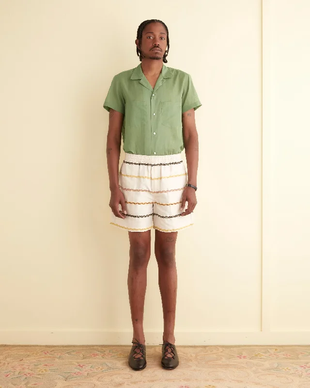 Men's Pants with Adjustable WaistbandsRickrack Stripe Rugby Shorts