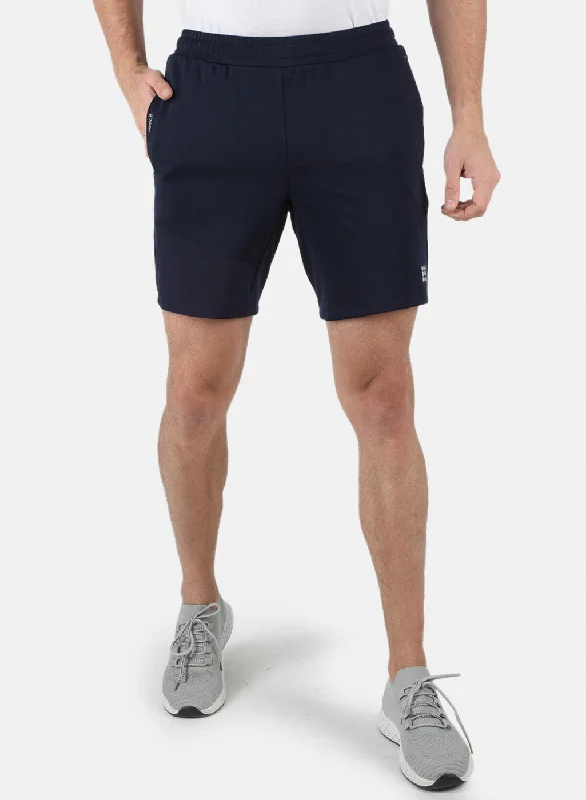 Comfortable Men's JoggersMen Navy Blue Self Design Shorts